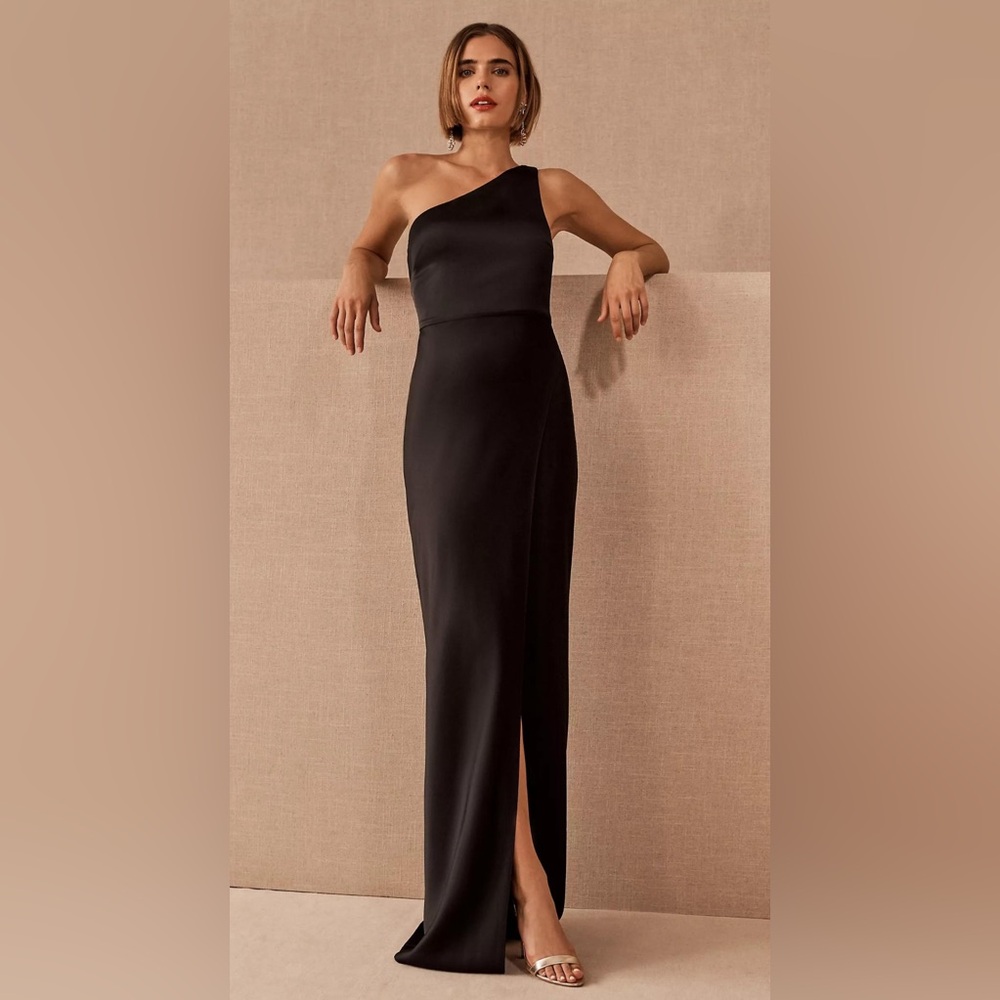 Anthropologie BHLDN DYLAN SATIN CHARMEUSE MAXI DRESS 
Color:  Black
Size:  4